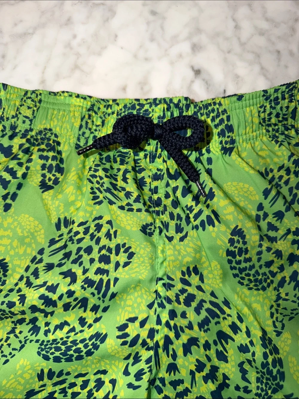 Vilebrequin Green and Navy Leopard-Print Kids Swim Trunks 8Y